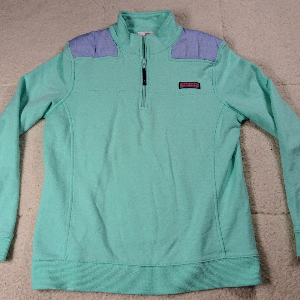 Vineyard Vines Lime & Blue Qtr Zip Jacket Small